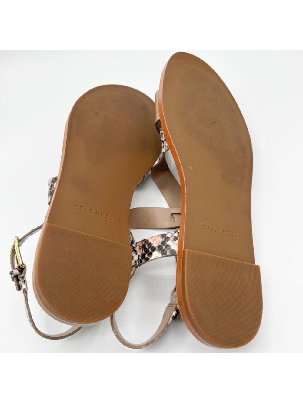 Cole Haan Findra Strappy Sandals Snake Print & Taupe Leather Size 7.5 Women's - Picture 5 of 5